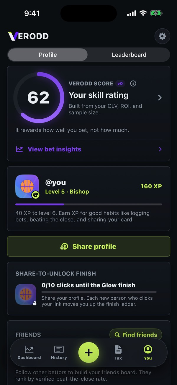 A Verodd profile showing the Verodd Score skill rating